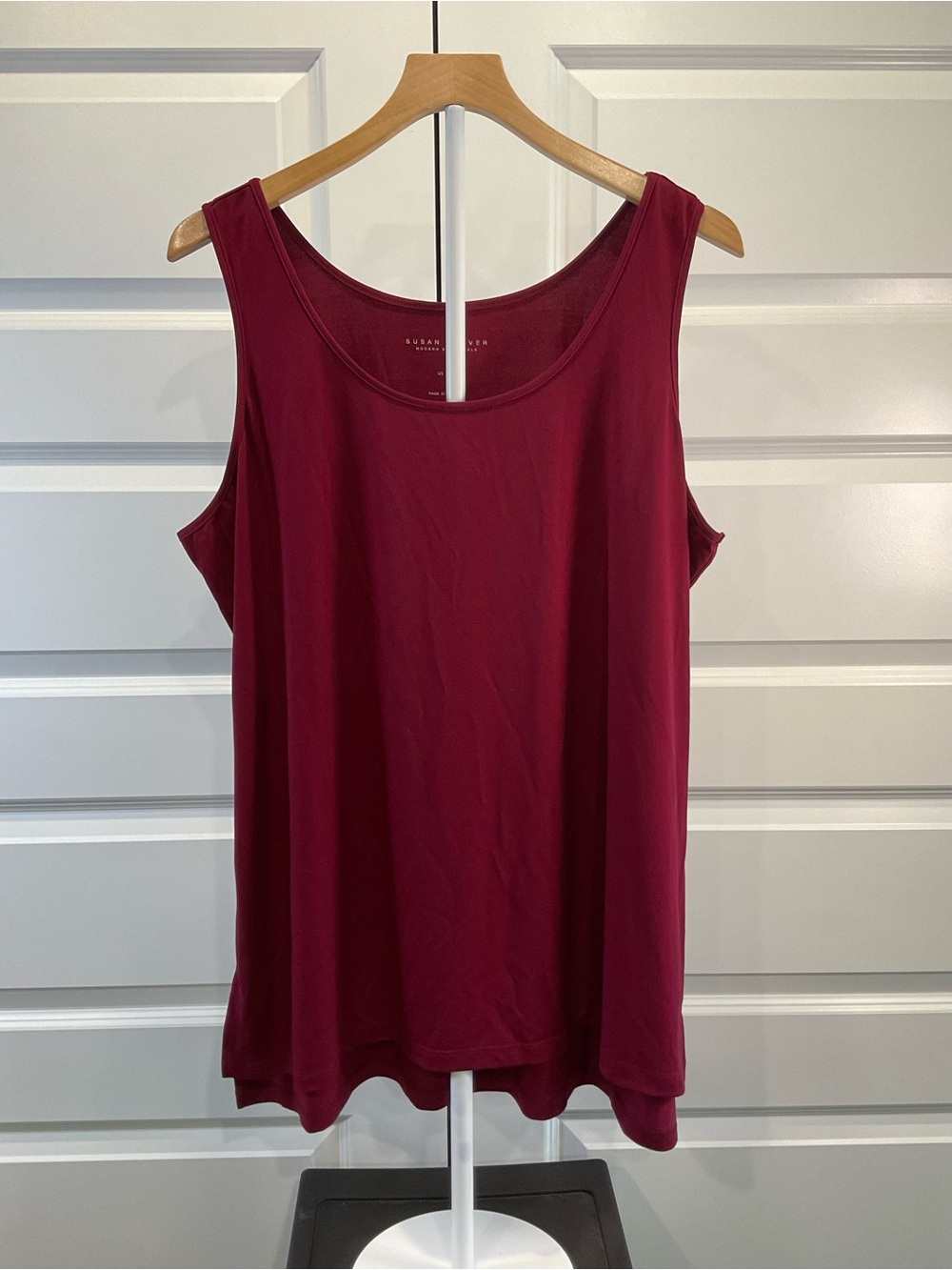 Susan Graver Burgundy Scoop Neck Sleeveless Tank